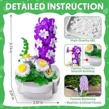 12 Succulents Building Set for Adults &amp Kids 10+ – Botanical Collection Artificial Plants with Pots Easter Birthday for Women Home Office Decor Relaxing DIY Kit(1174 PCS)