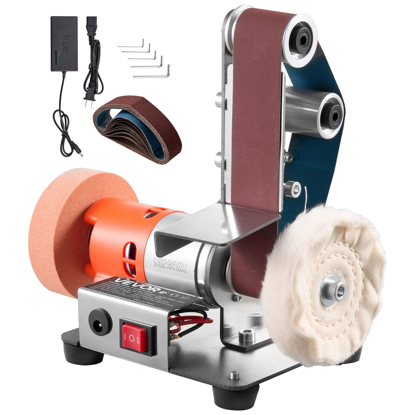 VEVOR Professional Belt Sander with Stand, 9" Disc & 6" x 48" Belt Sander Combo, 800W Sanding Machine with 0-45° Adjustable Worktable for Woodworking, Furniture Refinishing, Knife Sharpening