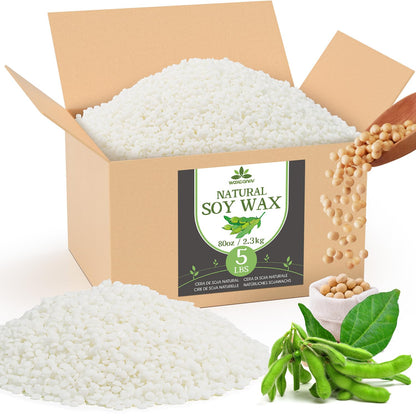 Soy Wax, Waxcanpy Natural Soy Wax for Candle Making, Organic Candle Wax from Farm, No Additives, Harmless and Pure (5lb)