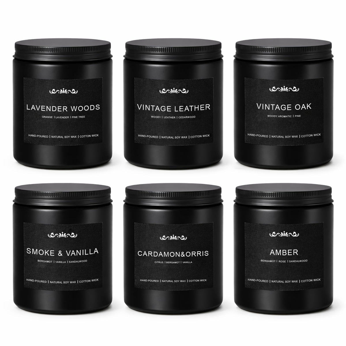 Candles for Men, 6 Pack Soy Wax Gift Set, 300H Long Lasting Home Fragrance with Masculine Scents, Gift for Dad, Husband or Boyfriend