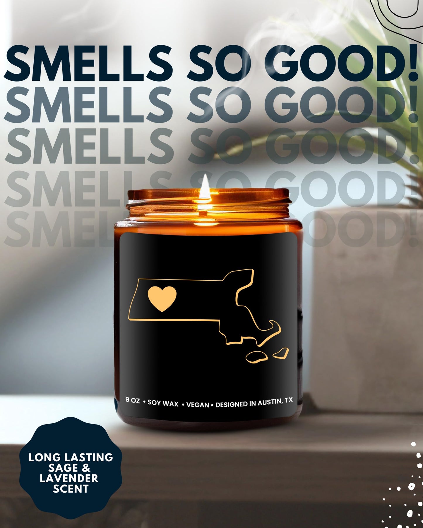 Massachusetts Candle, Thoughtful Massachusetts Souvenirs & Gifts for Men and Women, Unique State Gifts, Best Sentimental Gift for Moving Away, Ideal for Birthday, Christmas, Graduation, Gift Ready