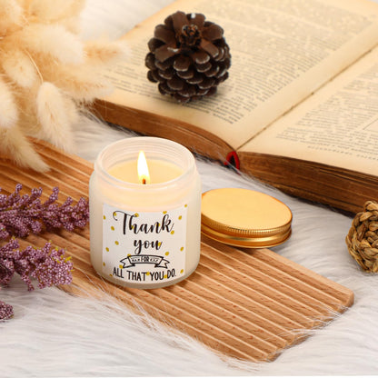 Fumete 4 Pcs Thank You Gifts Candles 3.5 oz Soy Wax Scented Candles Thank You for Being Awesome Inspirational Candle for Teacher Appreciation Secretaries Employee, 4 Fragrances (White, Stylish)