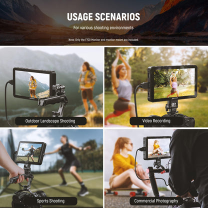 NEEWER F700 7" Camera Field Monitor, 2000nit HD 1920x1080 IPS Touch Screen 3D LUT, 4K HDMI Loop in/Out Peak Focus DSLR Video Assist HDR Waveform, Cold Shoe Mount, 2 NP-F750 Batteries, Cleaning Cloth