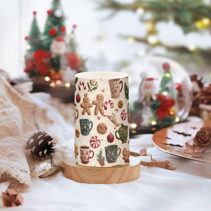 Flameless Candles Battery Operated Winter Hot Drink Candy Cane Flickering Led Pillar Candles With Remote Control Christmas Gingerbread Colour Changing Warm Light Candles For Wedding Halloween Christm