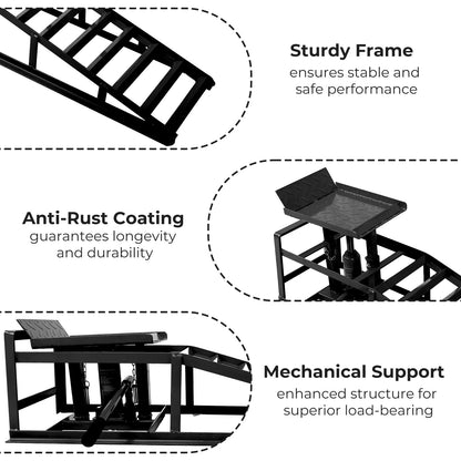 Rovibek Hydraulic Car Ramps 2 Pack, 11000LBS 5THeavy Duty Steel Car Ramps, Automotive Truck Service Ramp High Lift 11.6"-16.5" for Oil Changes Maintenance, Black