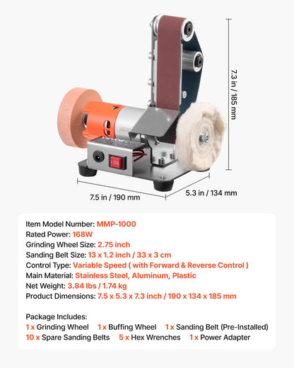 VEVOR Professional Belt Sander with Stand, 9" Disc & 6" x 48" Belt Sander Combo, 800W Sanding Machine with 0-45° Adjustable Worktable for Woodworking, Furniture Refinishing, Knife Sharpening