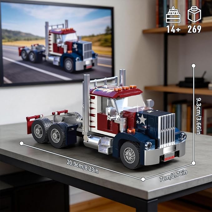 HIGH GODO Semi Truck Building Set MOC City Road Tow Truck Model Kit Build and Display Technology Trailer Set Toy Gift for Teens Adults 12+ (269PCS)