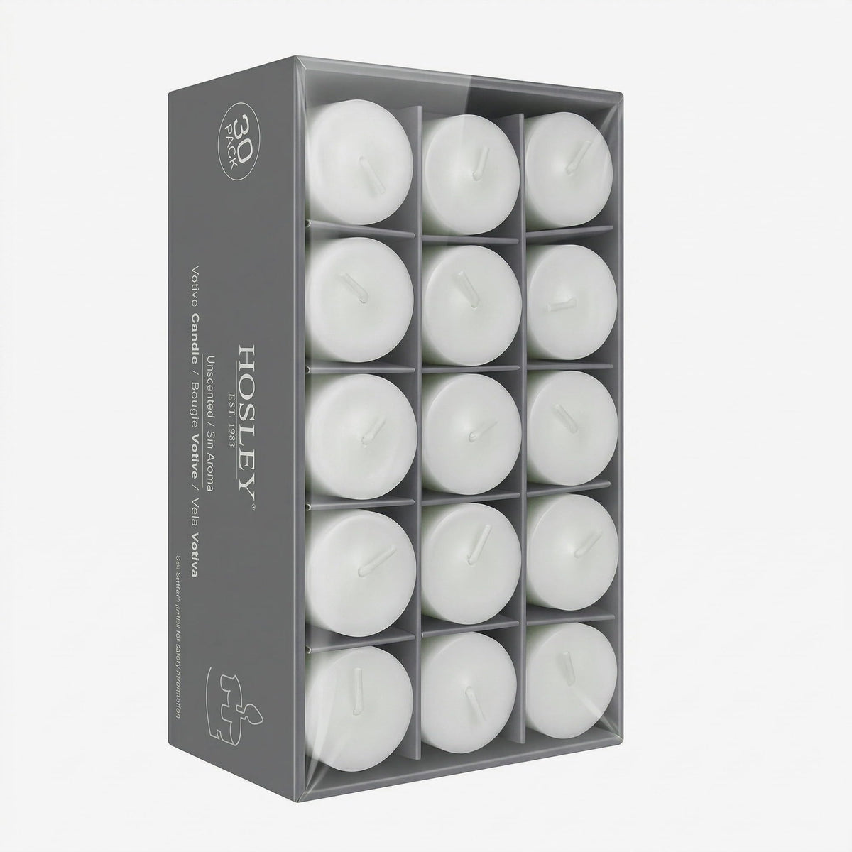 Hosley Set of 30 Unscented White Votive Candles – Bulk Pack, Clean-Burning, Long-Lasting 10-12 Hour Burn Time – Ideal for Weddings, Home Décor, Spa, and Events