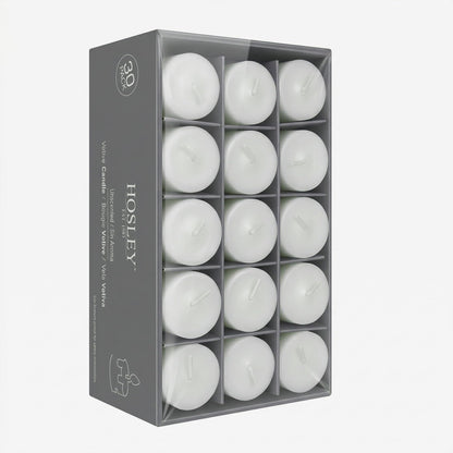 Hosley Set of 30 Unscented White Votive Candles – Bulk Pack, Clean-Burning, Long-Lasting 10-12 Hour Burn Time – Ideal for Weddings, Home Décor, Spa, and Events