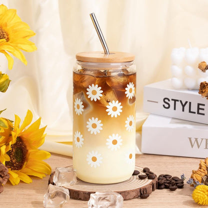 isolune Birthday Gifts For Women, Teen Girl, Her - Gift Baskets with Cute Daisy Aesthetic Glass Cups Gift Set 7pcs - Perfect for Girl, Sister, Daughter, Friends