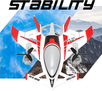 QIDI 570 RC Airplane 2.4Gh 6CH RC Glider Fixed Wing Aircraft 3 Flight Models Brushless RC Helicopters Vertical Takeoff RC Glider (Red)