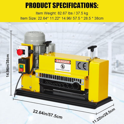 Wire Stripping Machine 0.06 inch -1.5 inch, 370w Portable Powered Wire Stripper Machine, 11 Channels 10 Blades & 65ft/minute, Automatic Wire Stripping Tool for Recycling Copper Wire