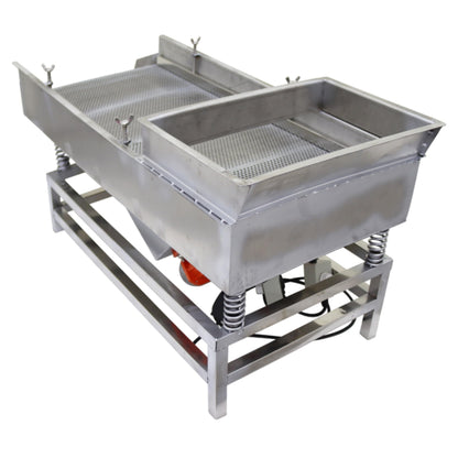 TECHTONGDA Straight Vibrating Sieve Screen Shaker Electric Linear Sifter Machine Stainless Steel One Layer Two Motor 4mm Screen Size 15.7×37.4inch 110V