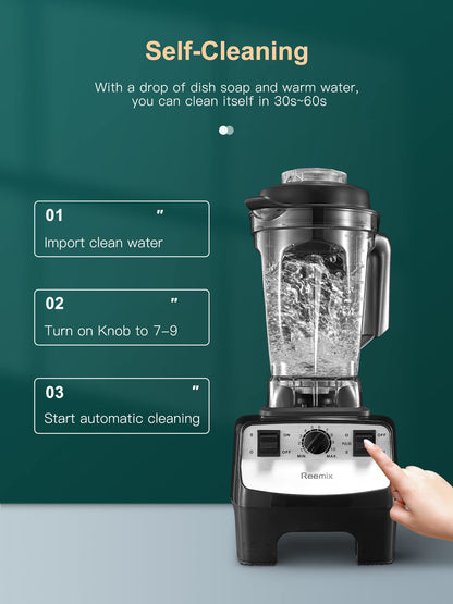 Reemix Counter Blender Smoothie Maker, 1450W Professional High Speed Blenders for Kitchen, 10 Speed Control, 68 oz BPA-Free Tritan Container, 8 Titanium Stainless Steel Blade for Ice/Soup/Nuts