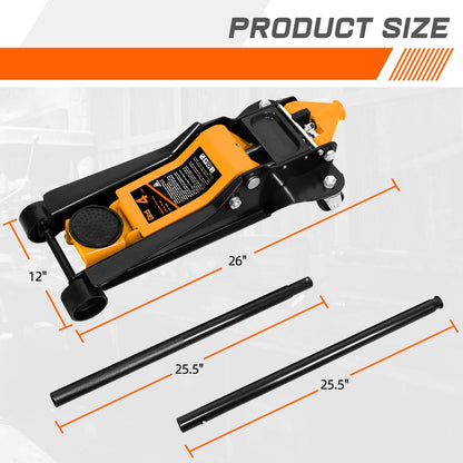 PM PERFORMOTOR Low Profile Hydraulic Trolley Service/Floor Jack, 4 Ton (8000 lbs) Capacity, Lifting Range 4.5"-20", Orange,PM-TOL-FJ40-OG