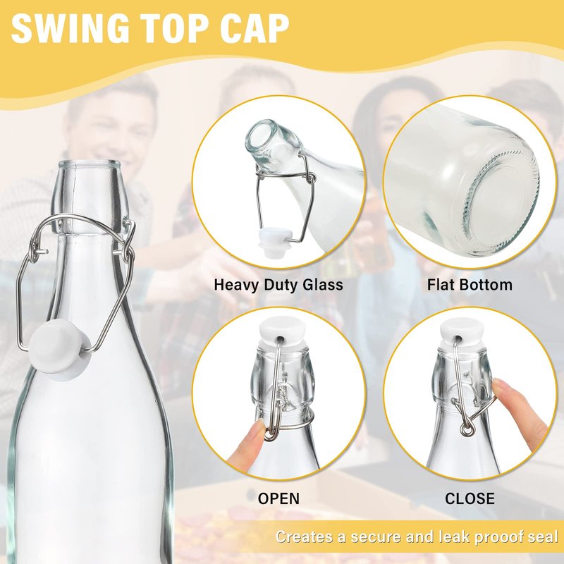 Aoriher 12 Pcs 25 oz Swing Top Glass Bottles 750 ml Glass Bottles with White Caps for Home Brewing Kombucha Homemade Juices Beer Water Oil Vinegar Soda Syrup Kefir Beverages