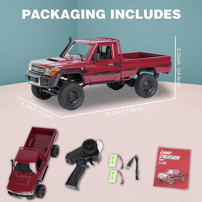 MN-82 RC Rock Crawler Car 1/12 Scale Toyota Pickup Truck  2.4GHz 4WD Off-Road Remote Control Truck 2-Speed Modes 2×1200mAh Batteries All-Terrain Crawler for Adults Kids Indoor Outdoor (whth Gift)