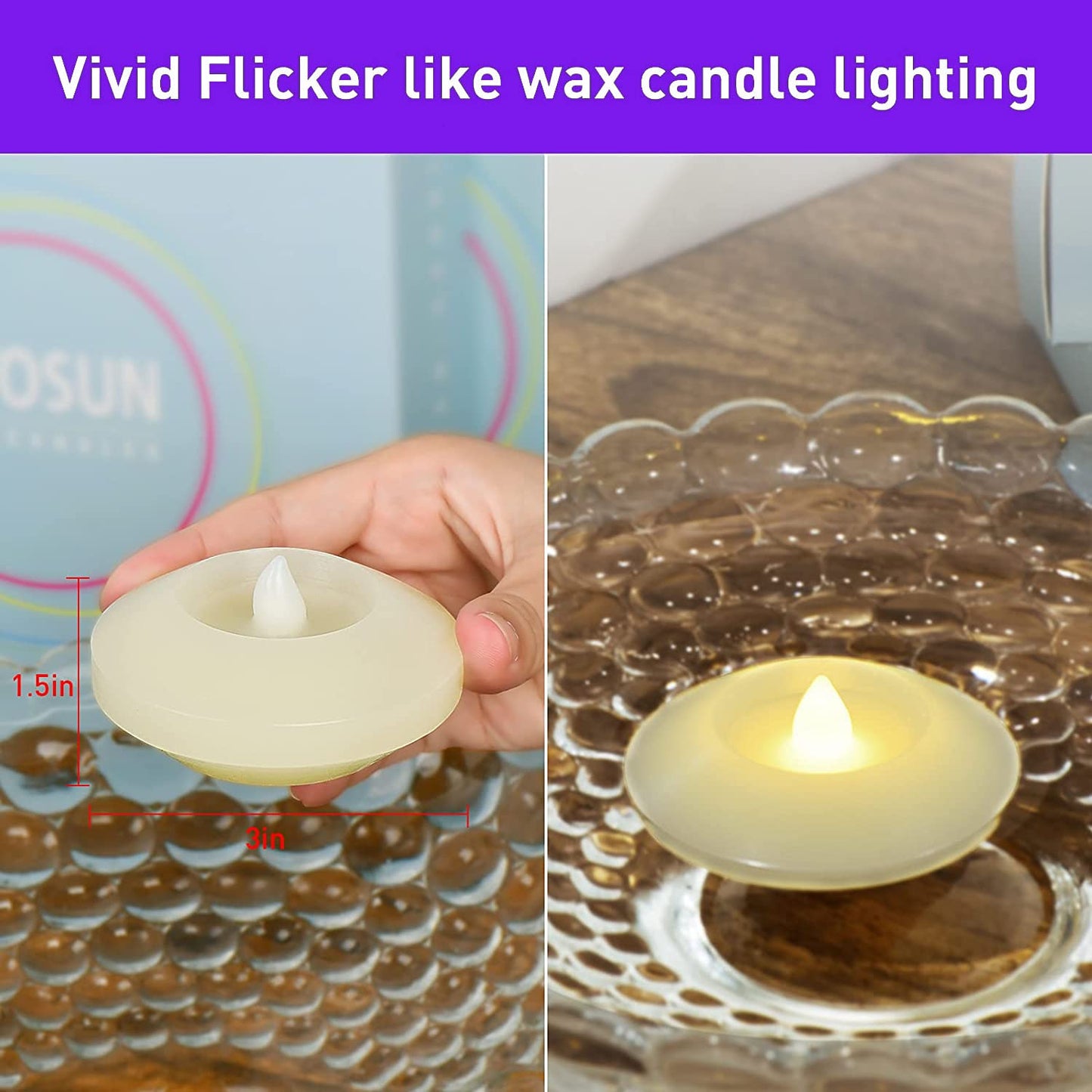 120+ Hours LED Floating Candles for Centerpieces – 12 Pack White Flickering Tea Lights Battery Operated Waterproof Floating Flameless Candle Tealight for Wedding Party Pool & SPA Home Decorations