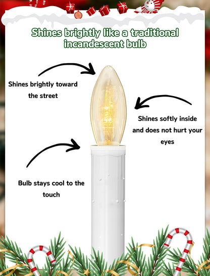 Txcigech 10PCS Christmas LED Window Candles with Timer, Flameless Candle with Suction Cups Battery Operated for Christmas Home Wedding Decor