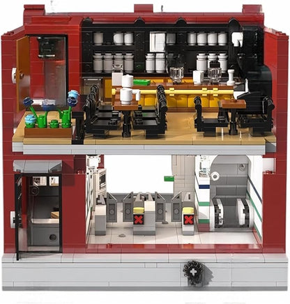 General Jim's London Underground Brickadilly Circus Two Floor 1836 PieceCity Modular Building Block Brick Street View Model Toy Set - for Teens and Adults