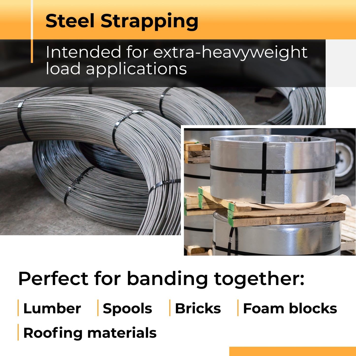 IDL Packaging PRO 1/2" x 300' Steel Strapping Kit, 1100 lbs Break Strength – with Innovative IDL-17-12 Combination Tool, No Seals Required – Complete Packaging Strapping Solution