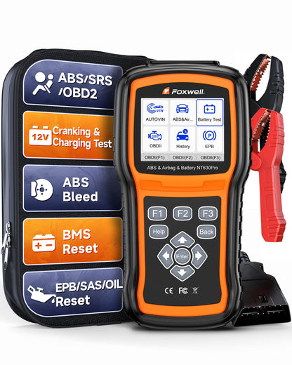 2026 2-in-1 FOXWELL NT630 Pro ABS SRS Scan Tool & Battery Tester, Upgraded from NT630 Plus, OBD2 Scanner with 12V Battery Load Analyzer(100-3000CCA), ABS Bleed, BMS/Oil/SAS/EPB Reset, Live Data