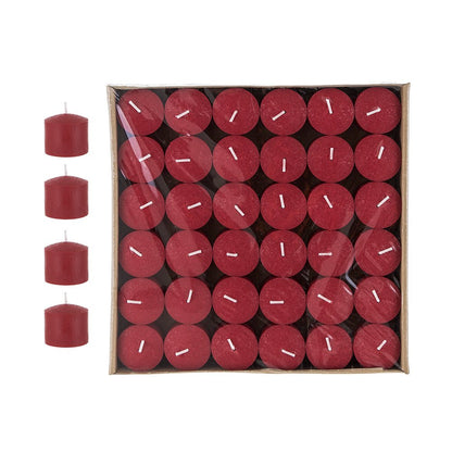 Mega Candles 72 pcs Unscented Red Votive Candles, Pressed Wax Candle 10 Hours 1.5 Inch x 1.38 Inch, Home Décor, Wedding Receptions, Occasions, Events, Festivities, Meditations, Religious, Prayers