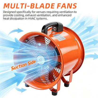 SZMiNiLED Portable Exhaust Blower Fan:12 inch Professional Industrial Exhaust Fan 3198CFM 585W Quiet Air Mover Portable Duct Ventilator for Utility Garage Commercial Basement Workshop Extractor Human