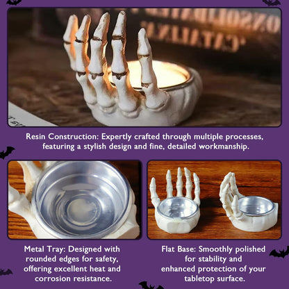 Helloween Candle Holder Set of 3 keleton Hands Candlestick Holders,Resin Decor for Home Tabletop Spooky Theme Party Decor Supplies