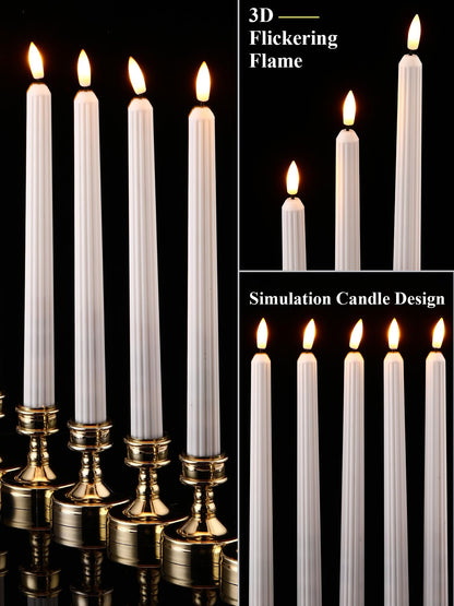 Funtery 48 Pcs Flameless LED Taper Candles Battery Operated Candles Bulk Realistic LED Candlesticks Flickering for Wedding Church Graduation Party Home Decor(White,Romantic Style)