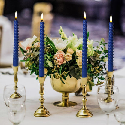 8 Pack 10 Inch Navy-Blue Spiral Taper Candle Set, 7/8 Inch Unscented Driples Candlesticks for Home Decoration, 6-7 Hours Burn