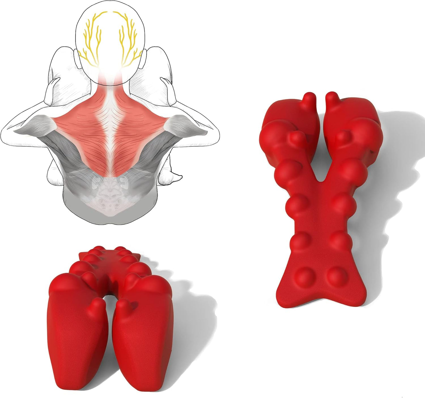 Trapezius Trigger Point Massager, Myofasical Release Neck and Shoulder Pain, Suboccipital Release Tool, Posture Corrector, Relieve Upper Back Pain &Tension Headache