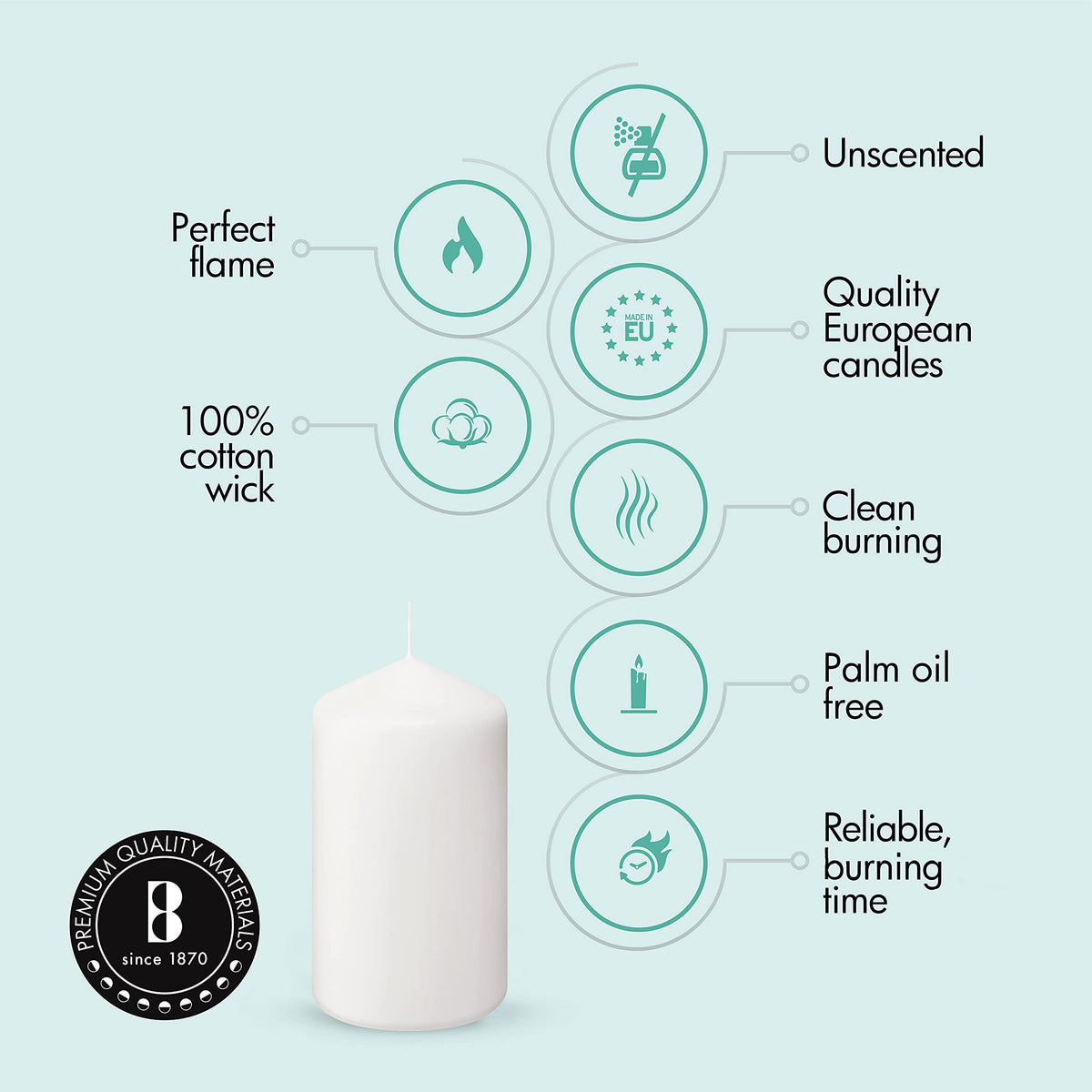 BOLSIUS 6 White Pillar Candles Bulk - 3x6 Inches Candle Set - 70+ Hours Clean Burning - No Palm Oil - 0% Animal Fat - Premium European Quality - Unscented Dripless Wedding Pillars