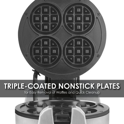 Waring Commercial Mini Belgian Waffle Maker, Rotary Feature for Even Baking, 100 Mini Waffles an Hour, for Restaurants & Commercial Kitchens, NSF Certified, WMB400X