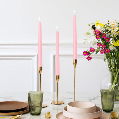 LYOBATH 4 Pack Pink Taper Candles - Taper Candles 10 Inch Dripless, Smokeless & Unscented - 8 Hours Long Burning - Ideal for Weddings, Dinner Parties, and Home Decor