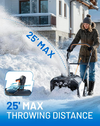 Litheli Cordless Snow Blower, 40V Brushless Electric Snow Thrower with Wheels, 180° Adjustable Chute, LED Light, Easy Maneuver Snow Removal Kit with Battery for Driveway