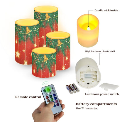 NETILGEN Set of 4 Flameless LED Candles with Battery Powered Pillar Candles Tealights with Remote Timer Color Changing Christmas Bulb Lights Red