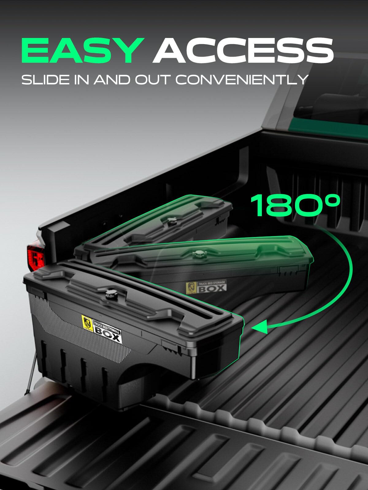 YHTAUTO Truck Bed Storage Tool Box Lockable Compatible with 2016-2023 Nissan Titan & Titan XD, Driver Side, Not Fit the UTILI-TRACK System, Not Fit Titan Box, Swing Waterproof Wheel Well Toolbox