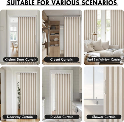 MIULEE Accordion Style Magnetic Folding Door Curtains - Cream Pleated Drapes for Room Dividers | 39" x 78" Panel