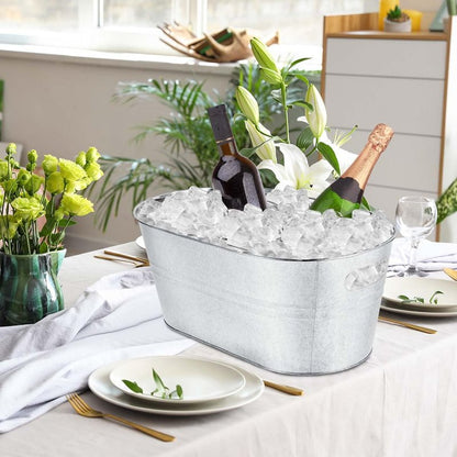 OBTANIM 4 Pack 4 Gallon Galvanized Ice Buckets Metal Champagne Drink Cooler Storage Ice Tub with Carry Handles for Beer Cocktails Wine Beverage Home Parties Bar Cooling Supplies