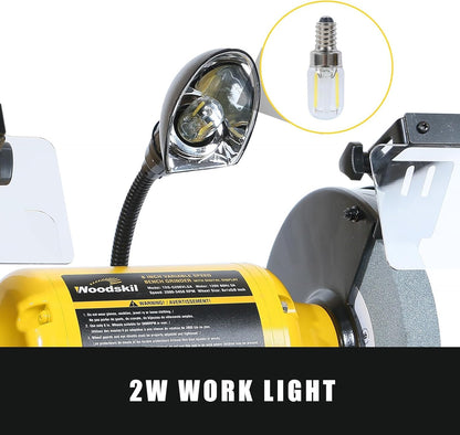Digital Display 8 Inch Variable Speed Bench Grinder, 3/4HP 5.0 Amp Power Bench Grinder with Work Light, Adjustable Tool Rest and Cast Iron Base for Knife, Chisel