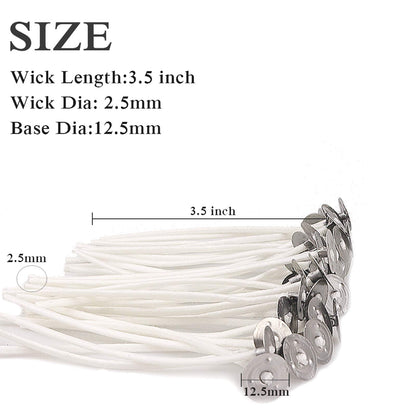 EricX Light 100 Piece Cotton Candle Wick,3.5" Pre-Waxed & Cotton Core,for Candle Making,Candle DIY