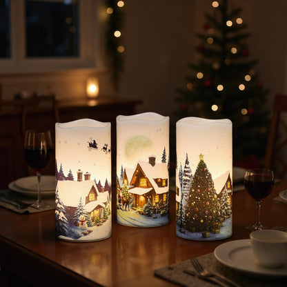 GenSwin Red Bird Flameless Candles with Timer, LED Candles with 3D Wick, Real Wax Pillar Candles for Halloween Christmas Indoor Decorations(D3” x H4”5”6”)
