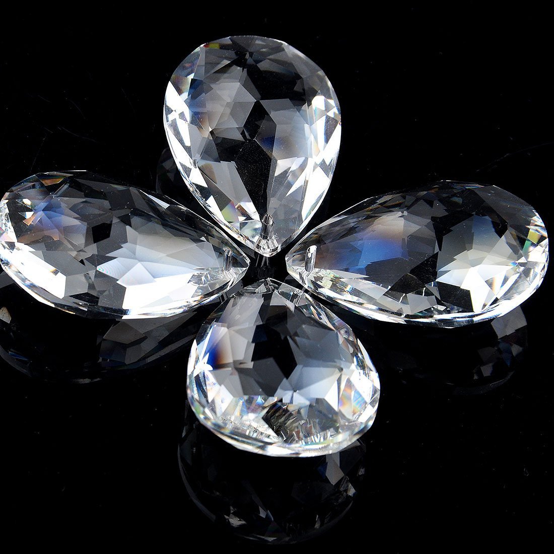 H&D 10pcs 50mm Chandelier Crystal Prisms Pendants - Clear Crystal Teardrops Parts
