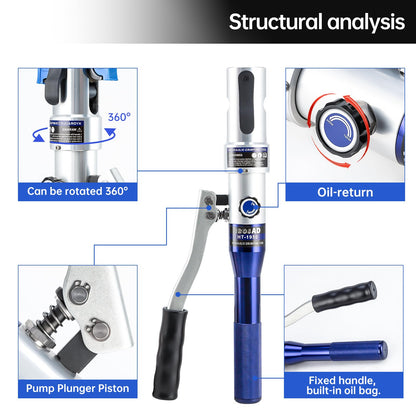 IBOSAD Hydraulic Copper Pipe Tube Fittings Crimping Tool with 30° Angle Jaw with1/2,3/4,1" Die for Copper Pipe and F877 Stainless PEX Press Sleeves,3/8" to 1" Die for F1807 Pex Pipe Copper Ring