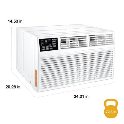 Whirlpool 12,000 BTU 230V Through-the-Wall Air Conditioner with Supplemental Heat, Dehumidifier and Remote, Wall AC Unit for Apartment, Living Room and Medium Rooms up to 550 Square Feet in White