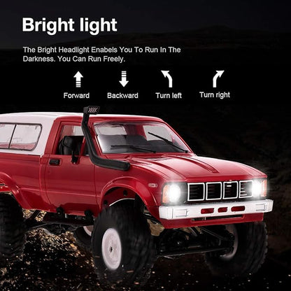 RC Truck WPL C24 RC Crawler 1/16 Scale 4x4 RC Rock Crawler All Terrain Off Road Pickup Truck RTR Remote Control LED Proportional Throttle Steering Hobby Toy for Adult