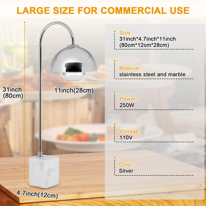 YMJOINMX Commercial Food Heat Lamp with Marble Base Food Warmer Heating Lamp Light for Buffet Food Service