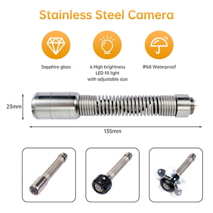 SYANSPAN Sewer Camera 66ft,Drain Pipe Camera HD 4.3in Screen DVR 17MM Plumbing Snake Borescope with 12pcs LEDs Light, IP68 Sewer Inspection borescopes for Plumber(66ft/20M)