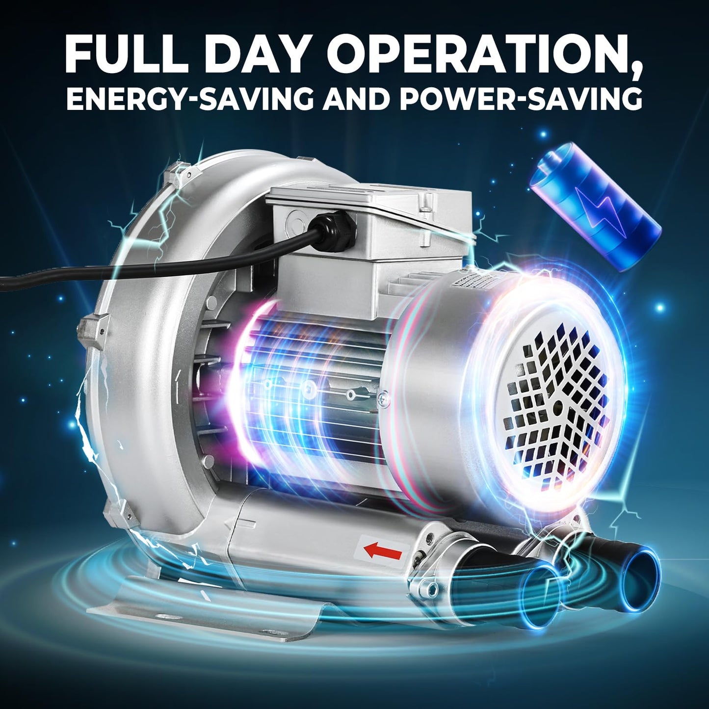 Byjoph 0.6HP Regenerative Blower, 41CFM 110V 60Hz Single Phase, High-Pressure Vortex Ring Blower, Industrial Vacuum Pump for Air Blowing Or Suction for Sewage Aeration Aquarium Fish Pond, Silver